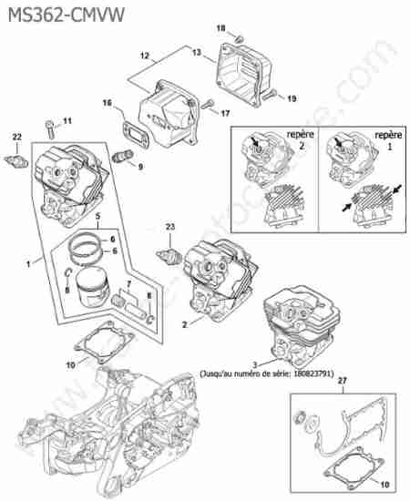 STIHL - MS362-CMVW : Cylindre / silencieux