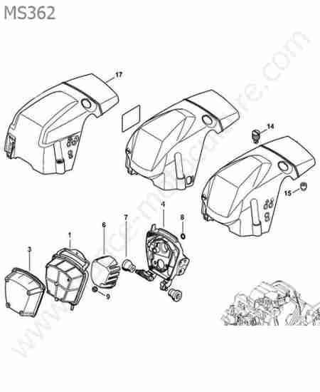 STIHL - MS362 : Capot / filtre air