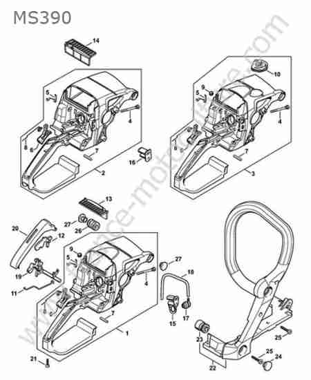 STIHL - MS390 : Carter / poignee