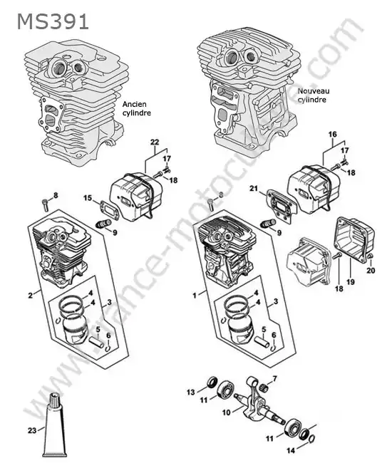 Cylindre / piston / vilebrequin STIHL MS391