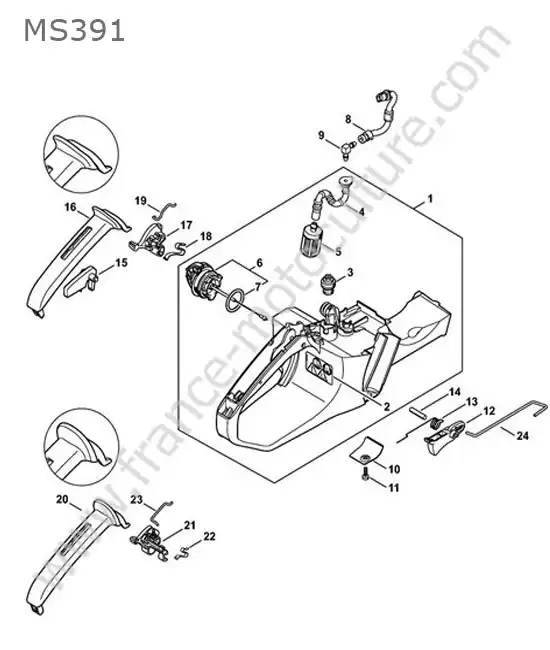 Reservoir / commande gaz STIHL MS391