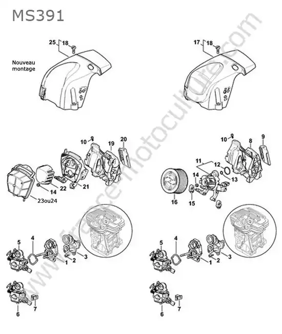 Admission (nouveau montage) STIHL MS391