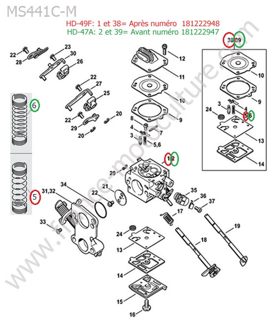Carburateur hd-49hd-47 STIHL MS441-CM