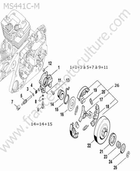 STIHL - MS441-CM : Pompe huile / embrayage