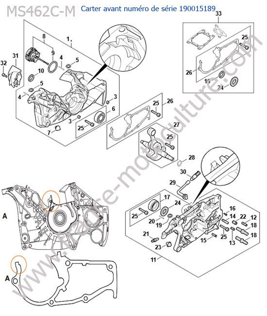 Vilebrequin (avant 190015189) STIHL MS462-CM