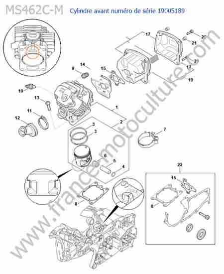 STIHL - MS462-CM : Cylindre (avant 190015189)