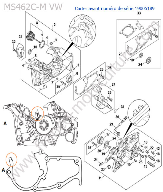 Vilebrequin (serie avant 19005189) STIHL MS462-CMVW