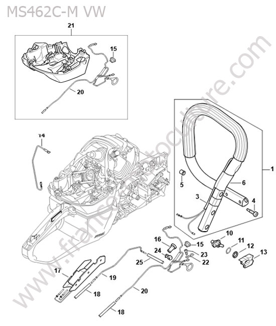 Poignee tubulaire chauffante STIHL MS462-CMVW