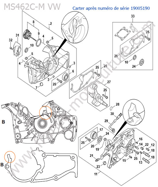 Vilebrequin (serie apres 19005190) STIHL MS462-CMVW