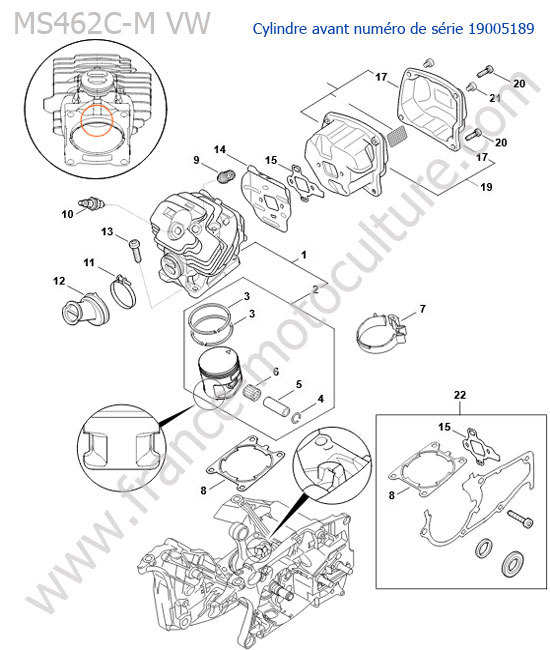 Cylindre (serie avant 19005189) STIHL MS462-CMVW