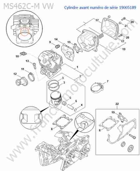 STIHL - MS462-CMVW : Cylindre (serie avant 19005189)
