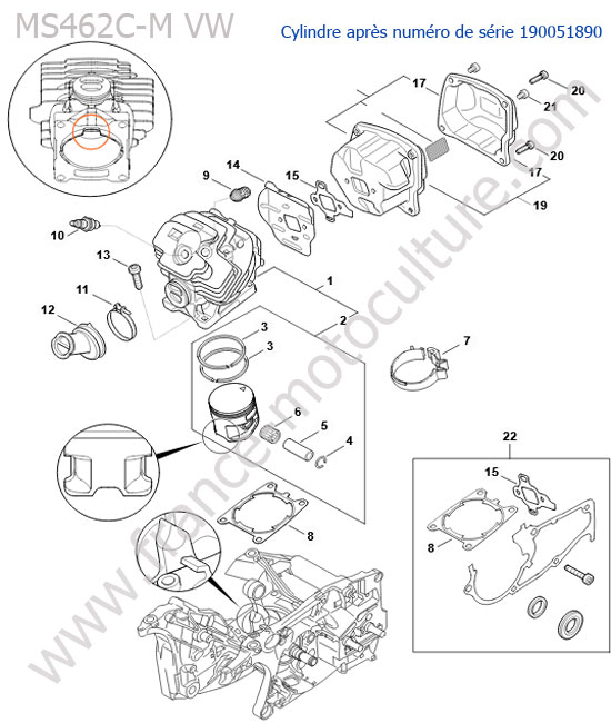 Cylindre (serie apres 19005190) STIHL MS462-CMVW