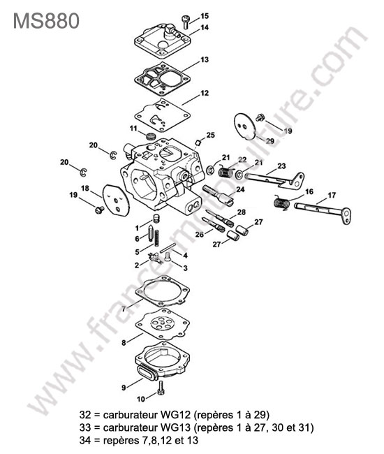 Carburateur wg12/wg13 STIHL MS880