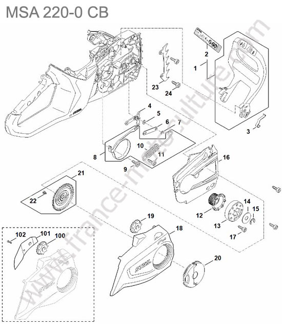 STIHL - MSA220-1T : Carter / frein chaine