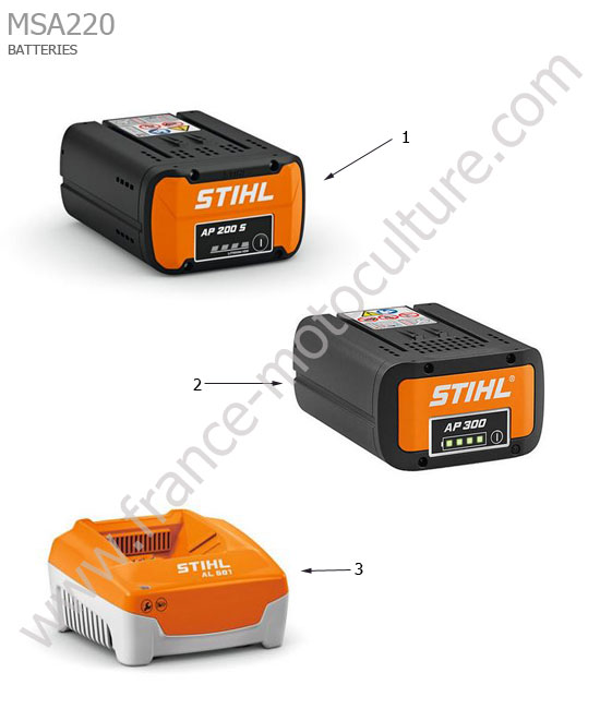 STIHL - MSA220-CB : Batteries / chargeur