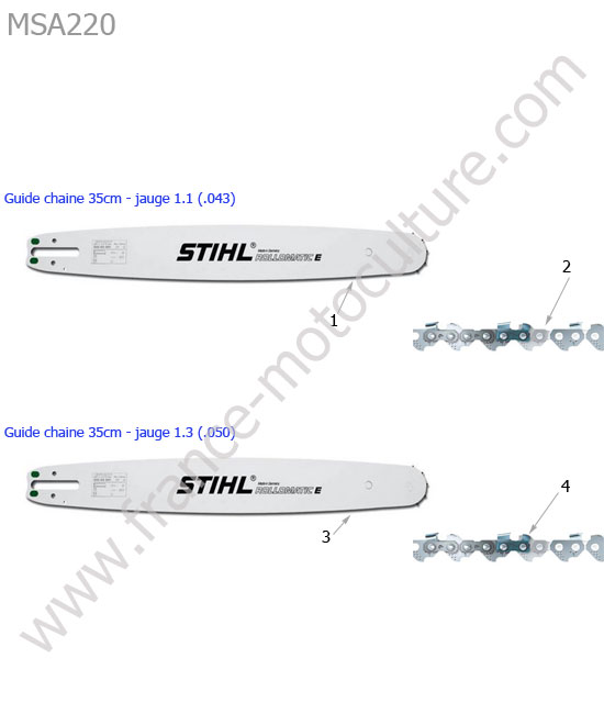 STIHL - MSA220-CB : Guide / chaine