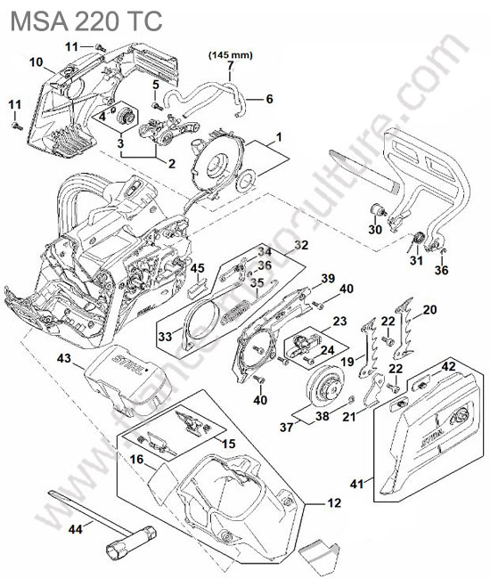 Tendeur / pignon / frein chaine STIHL MSA220-TC