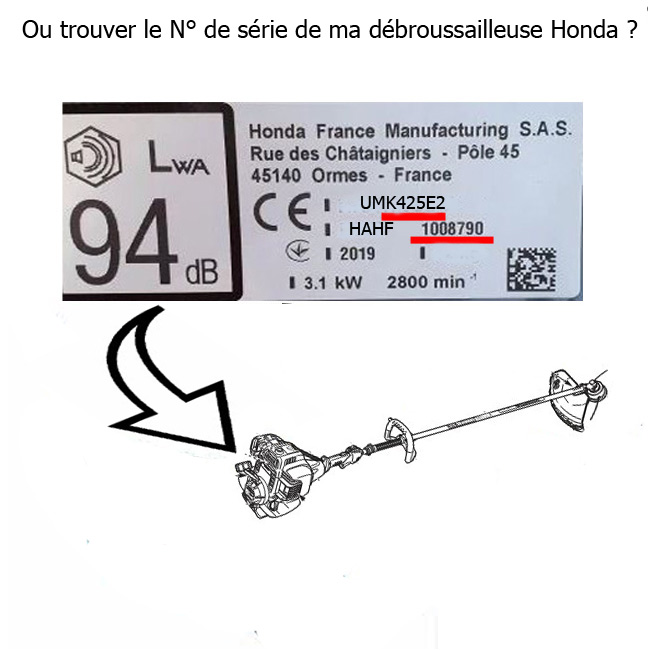 Plaque numero serie debroussailleuse honda